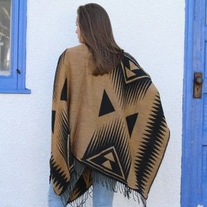 Caramel & Black Poncho